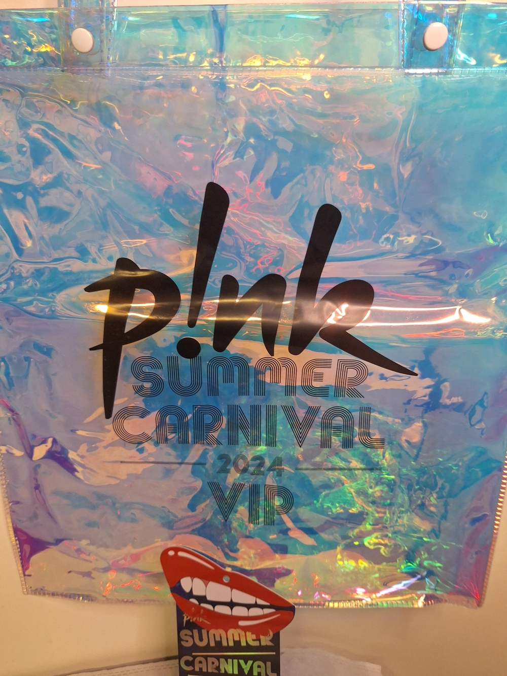 PINK Victoria's Secret Iridescent  Holographic Tote W/ Passport & Luggage Tag